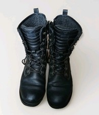 Mustang Leder Boots Gefüttert Biker Stiefeletten Schwarz Gr.37