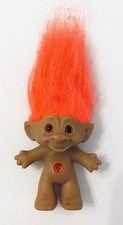 Vintage Troll Zaubertroll Mit Orangen Stein Orange Haare 90Jahre ca. 11cm