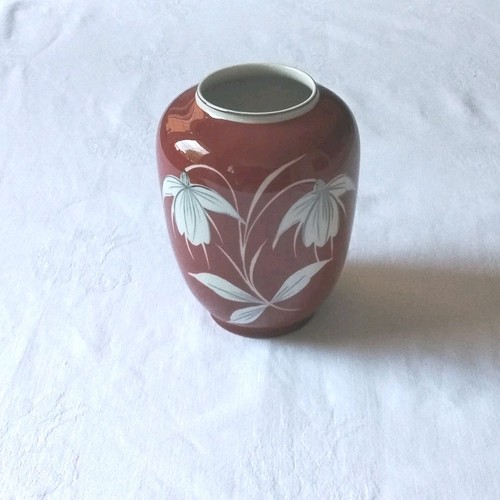 Keramikvase rotbraun weiß - keramikvase, rotbraun/weiß