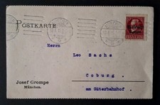 PK Bayern 1919 mit Freimarke Michel-Nr. 119 IIA 10 Pf. mit Aufdruck Volkstaat