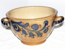 Goebel Merkelbach, Schüssel groß, Henkel, Handarbeit, Salzlasur, florales Dekor