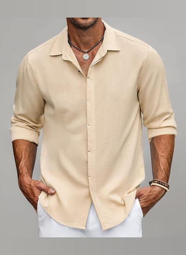 Hemd beige l herren - hemd,