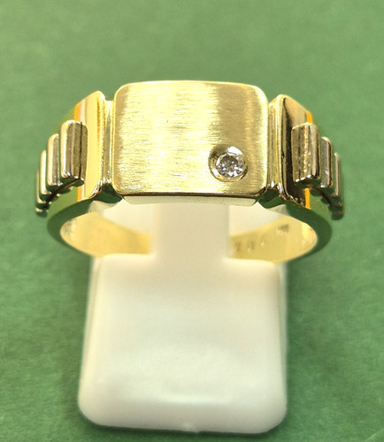 Herren weiß goldring 585 - +,