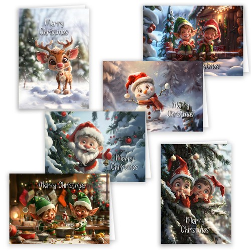 12x weihnachtskarten lustiges - weihnachtskarten,