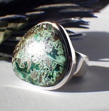 SCHMUCK-STCK Ring Gem Silicea Chrysokoll Chalcedon Calcedon Ring 17 54