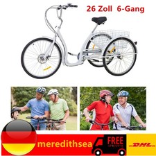 26 Zoll Dreirad 6-Gang Rad Senioren 3-Fahrrad Für Erwachsene Mit Einkaufskorb