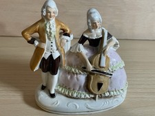 Porzellan Figur mit Musikinstrument Foreign (21726) Art Deco Vintage Sammler