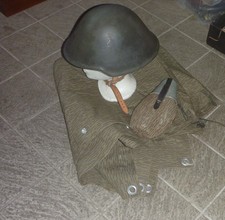 orig.NVA Zeltbahn  Strichtarn + Feldflasche + Stahlhelm
