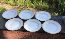 6 x KPM Berlin Teller,Neuosier Goldrand und Rokoko Goldkante 1. Wahl Ø 24,5cm