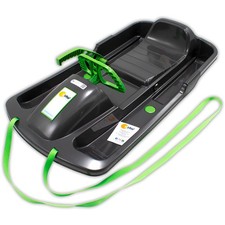 KHW Lenkschlitten Snow Fox Anthrazit Grau mit Bremse Kinder Schlitten Bob Rodel