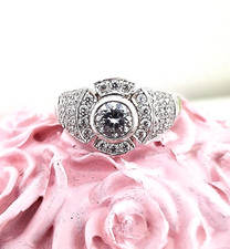 Damenring 925 Silber Gr. 21/66 viele Steine Edelsteinring Cocktailring 66, neu