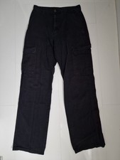 Stradivarius Jeans Hose Cargohose High Waist schwarz gerades Bein Damen Gr. 38/M
