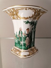 Potschappel Dresden Seltene Vase mit feinster Watteaumalerei signiert mit Krause