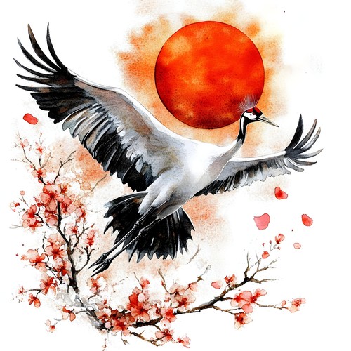 Wandbild japanischer kranich - japanischer,