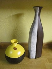 70er Jahre Keramik Vase Blumenvase Handarbeit Vintage  2 Stück