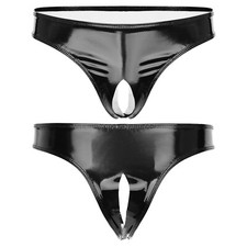 DE iEFiEL Sexy Herren Leder Slips Low Rise Tanga Strings Bulge Pouch Unterwäsche