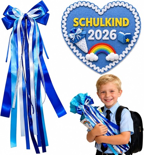 Schultüte blau schleife - schultüte, set