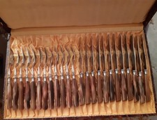Besteckkasten 12 x Messer + Gabel,  Horngriffe,  Wingen, Othello