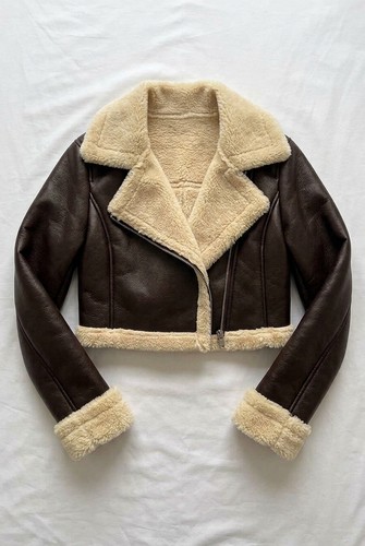 Damen cropped kunstlederjacke - damen,