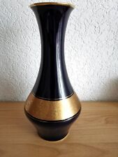 Vase Lindner Echt Cobalt-blau München Ätzgold Handarbeit 1104/25 Höhe: 26 cm