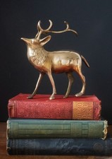 Alte Vintage handgefertigte einzigartige Messing Hirsch Statue dekorativ 7×5,5"