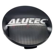 1X Alutec Nabendeckel 60mm Schwarz Glanz (N23) Logo Silber (ALF) - Original F...
