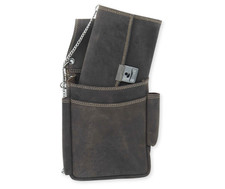 Hunter Voll-Leder Gastro Kellner Portemonnaie Kellnertasche Taxibörse BRAUN