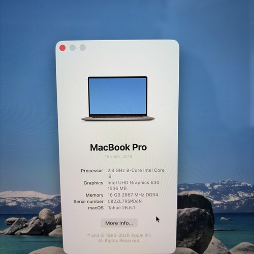 Macbook pro 2019 a2141 zoll - 16,