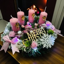 Adventsgesteck künstlich Adventsdeko  beleuchtet mit led  Lichterkette