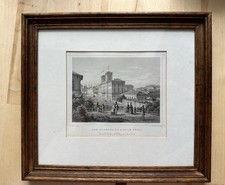 Antikes Bild mit Rahmen Radierung Prag