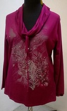 Shirt-Damen, Hegler / Lea H.,  Gr. 40-42, 46, Wasserfallkragen variabel, Druck