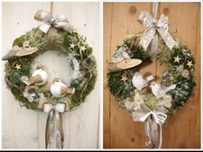 Türkranz Vogel Winter Weihnachten Weihnachtskranz Landhaus Shabby Deko Kranz