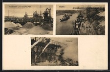 AK Herrenwyk, Hochofenwerk Lübeck AG, Hochöfen und Erzhaufen, Kokerei, Hafen 