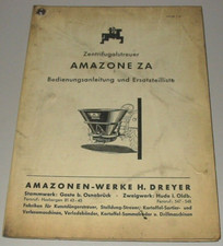 Bedienungsanleitung + Ersatzteilliste Amazone ZA Zentrifugalstreuer Stand 1962
