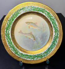 Porzellan, Teller, Minton, England, vergoldet, Unterwasserdekor, Fische, selten
