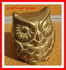 EULE Uhu KAUZ Deko FIGUR aus MESSING Kunsthandwerk BREIT ca. 170 Gramm VINTAGE