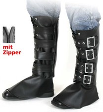 Gamaschen schwarz Stiefelstulpen Lederoptik Pirat Überziehschuhe 125659413