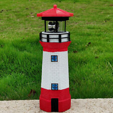 LED Solar Leuchtturm 360° Drehbar Leuchtfeuer Gartendekoration Lampe Solarlicht