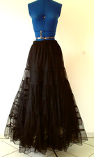 Steampunk Petticoat schwarz Gothic Hochzeit Abendkleid dreilagig Volants Tüll