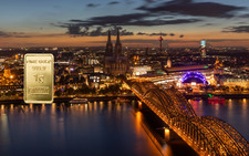 1,0 Gramm Feingold Motiv-Karte "Köln, Hohenzollernbrücke " Gold 999,9 Barren