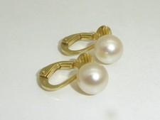 1 paar Ohrclips Clips 585 Gold 14K Gelbgold Perle Ohrschmuck Ohrringe 9423