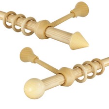 Gardinenstangen Holz 28 mm Farbe Natur, Wand oder Deckenmontage, Vorhangstange