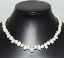 Natur-Perlen-Ketten, echten Süßwasser-Zucht-Perlen-Hals-Kette 1 Stück Neu Weiß