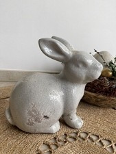 Deko HASE 28x20 cm Shabby Vintage Landhaus-glasierter Ton mit Crinkle- Unikat