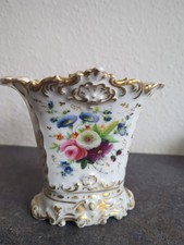 Antike Porzellan Vase Blumen und Obst Malerei  Goldrand Biedermeier 