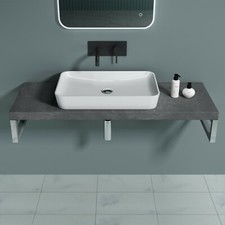 Waschtischplatte für Waschbecken mit Wandregal Holzplatte Stahlgrau NEU!!!