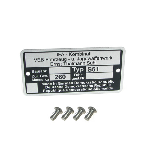 Typenschild mit kerbnagel - mit, x