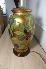 Vintage Lampenfuß im italienischen Stil handbemalt Keramik - goldfarben