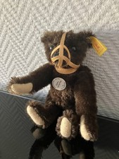 Steiff Bär,029189, Maulkorb-Teddy, Hist. Miniatur, dunkelbraun 16 cm