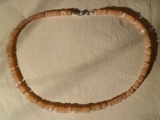 Schöne echt Mondstein Halskette, Collier, runde Scheiben 5 mm, 47 cm, 925 Silber